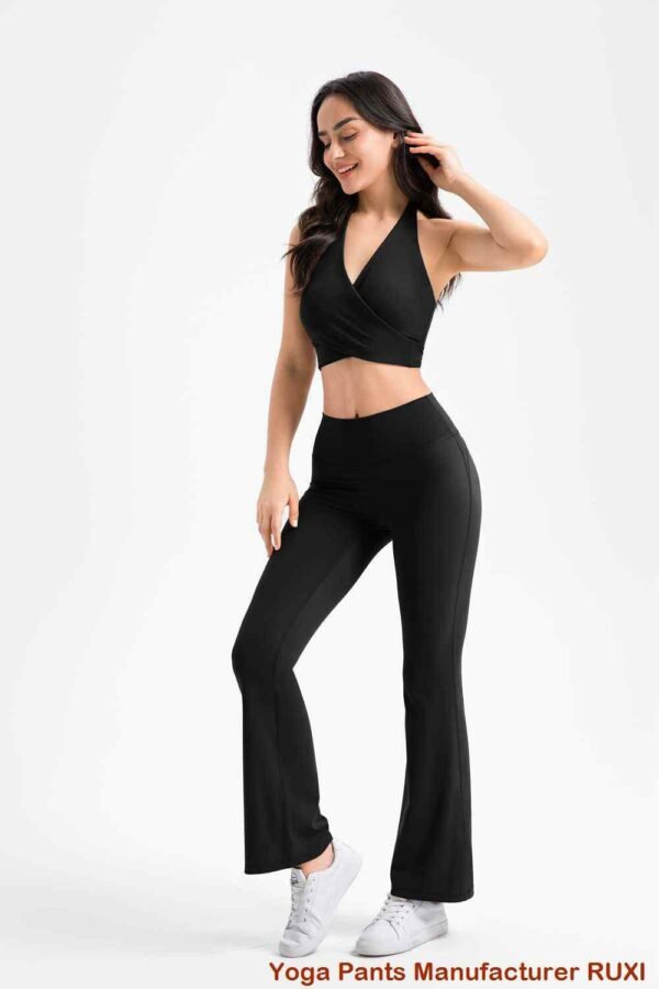 Leggings acampanados elegantes de color rosa para mujer